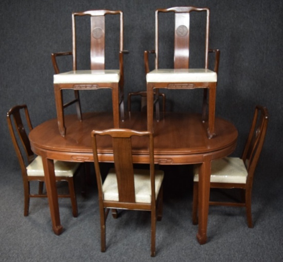 Carved Rosewood Table With 6 Chairs