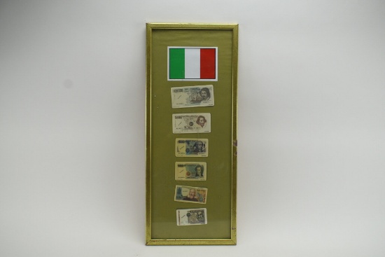 Framed Lire Currency Collection