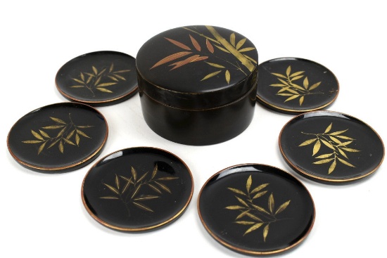 6pc Hand Painted Wooden Coaster Set