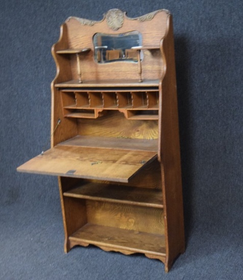 Antique Oak Drop Front Secretary Desk