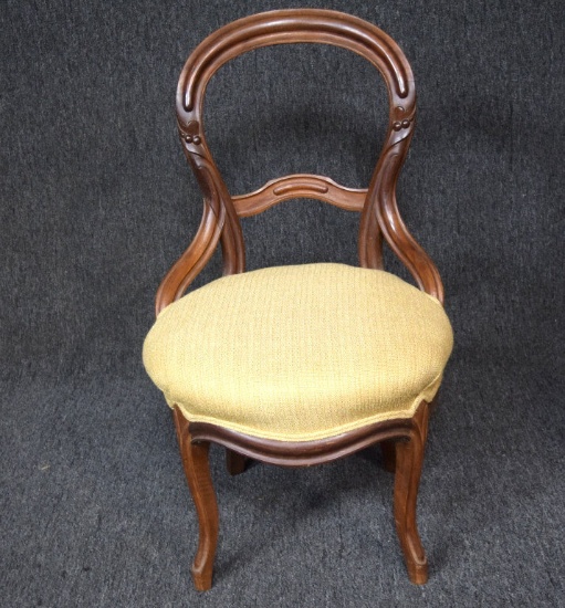 Walnut Victorian Chair With Upholstered Seat