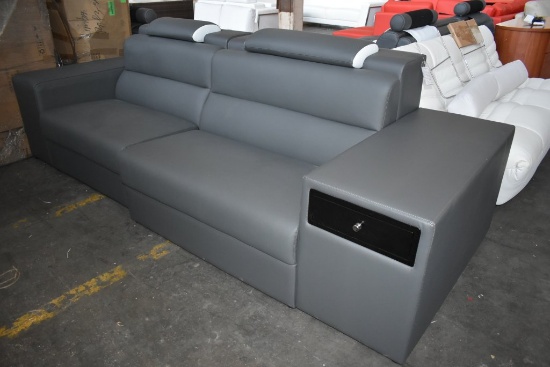 NEW Modern Grey Leather Sofa