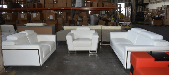NEW Modern White Leather 3pc Sofa Set