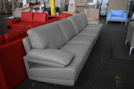 Modern 2 Piece Biege Leather Sofa