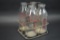 Vintage Glass Milk Bottles With Wire Carrying Case