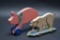 2 Hand Crafted Pig Pull Toys