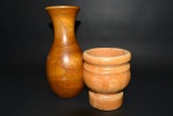2 Wooden Vases