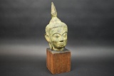 Shan Culture Buddha Bust On Wood Base