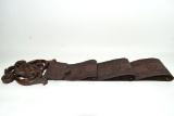 Hand Carved Rosewood And Leather Wall Hanging