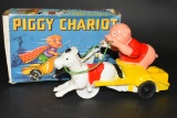 Vintage 1960's Piggy Chariot Friction Toy In Box