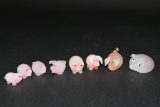 Collection Of 8 Hand Carved Stone Miniature Pigs