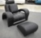 NEW Modern Black Leather Chair With Ottoman