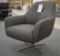 NEW Modern Grey Leather Chair With Swivel Base