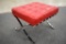 NEW Red Leather Barcelona Style Ottoman