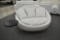 NEW Oversize White Leather Round Chair With Table