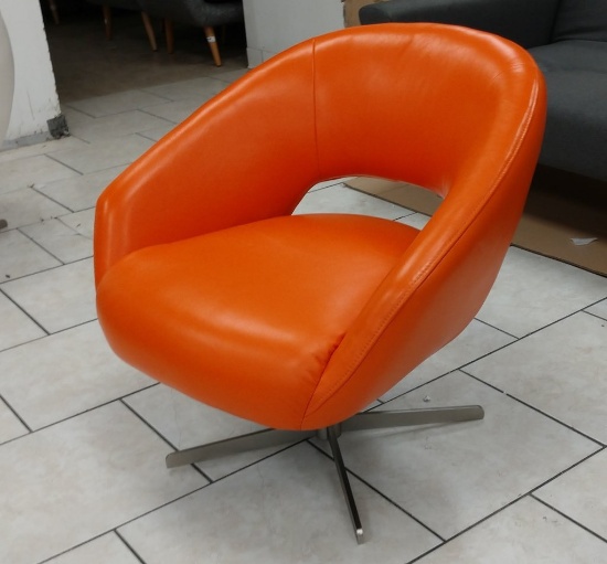NEW Modern Orange Leather Chair
