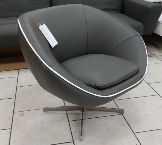NEW Modern Grey Leather Chair