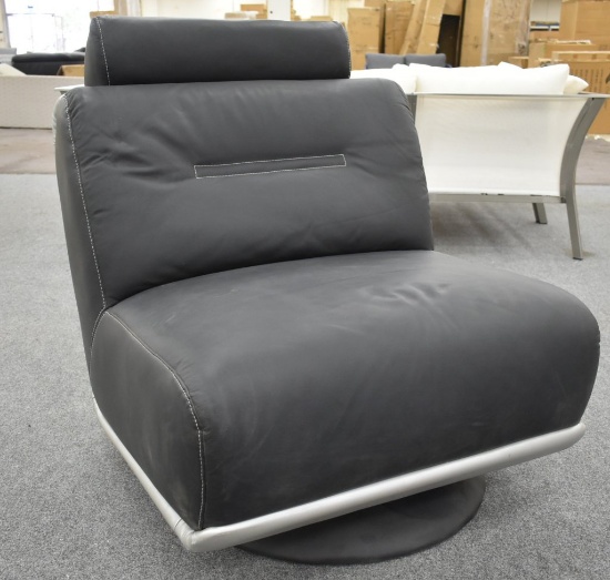 NEW Modern Black Leather Swivel Chair