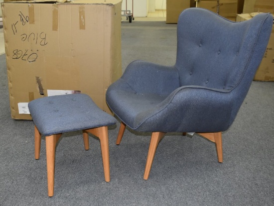 NEW Blue Divani Casa Modern Chair & Ottoman