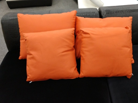 4 NEW Orange Leather Decorator Pillows