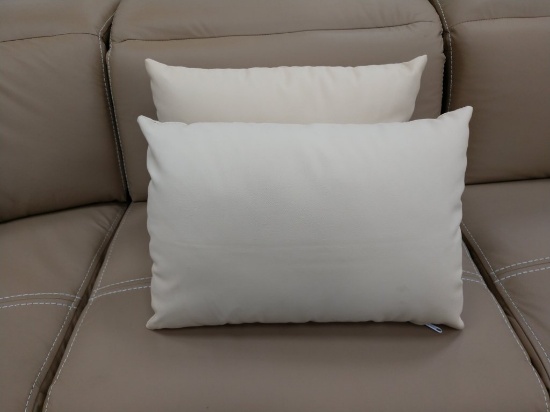 2 NEW White Leather Decorator Pillows