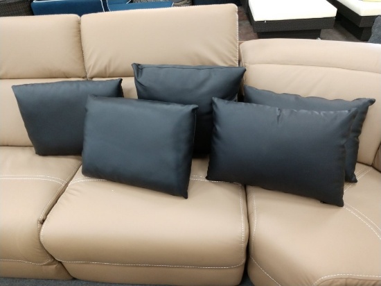 5 NEW Black Leather Decorator Pillows