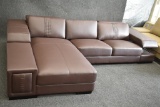 NEW Modern 2pc Brown Leather Sofa Sectional