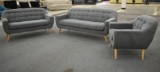 NEW Modern Grey Fabric Sofa, Love Seat, And Chair