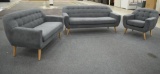 NEW Modern Grey Fabric Sofa, Love Seat, And Chair