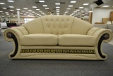 NEW Yellow Leather Love Seat