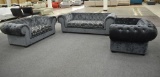 NEW Grey Fabric Sofa, Love Seat, And Chair Set