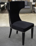 NEW Retro Black Fabric Wing Back Chair