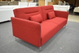 NEW Modern Red Fabric Futon Sofa Bed