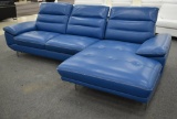 NEW Modern 2pc Blue Leather Sofa Sectional