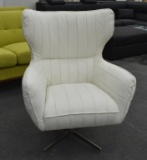 NEW Modern White Leather Chair With Swivel Base