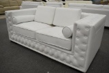 NEW Modern White Leather Tufted Love Seat