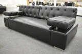 NEW Modern Black Leather Tufted Sofa