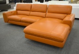 NEW Modern Orange Leather 2pc Sofa Sectional