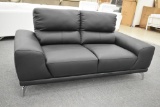 NEW Modern Black Leather Love Seat