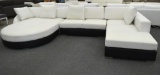 NEW 3pc White And Black Leather Sofa Sectional