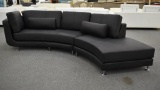 NEW Modern 2pc Black Leather Sofa
