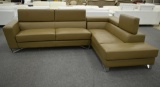 NEW Modern 2pc Brown/Gold Leather Sofa Sectional