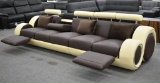 NEW Modern Brown And Tan 2pc Recliner Sofa