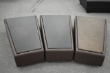 3 NEW Modern Brown Leather And Wood End Tables