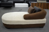 NEW Modern Brown And Tan Chaise Lounge Chair