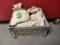 Crate Full of Decorative Canvas Money Bags