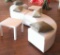 2 Small White Leather Benches
