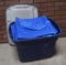 Plastic Tote Full of Blue Shear Panels