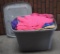 Plastic Tote Full of Assorted Fabric