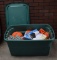 Large Plastic Tote Full of Sporting Goods